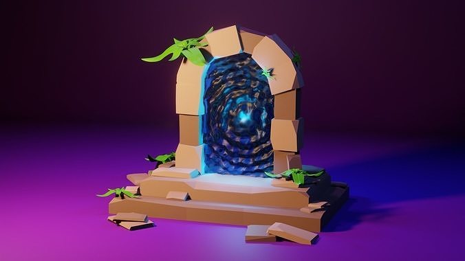 Low poly portal to the magic world Low-poly 3D model