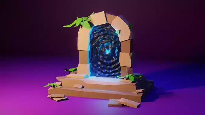 Low poly portal to the magic world Low-poly 3D model