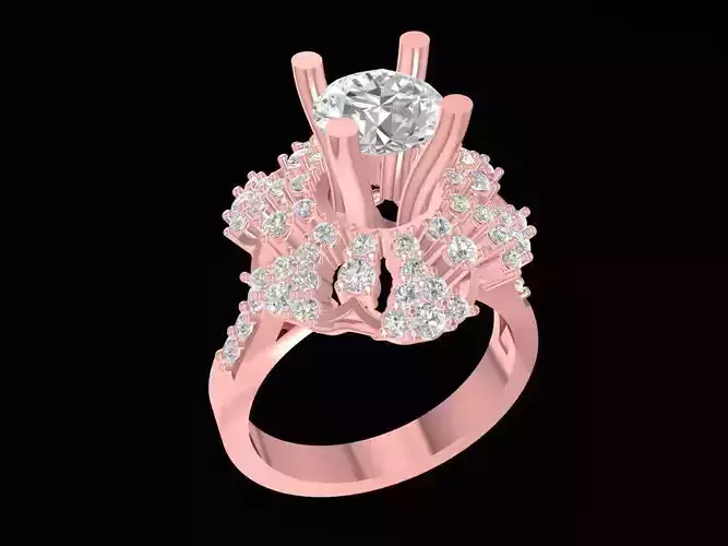 Luxury Halo Emerald and Diamond Engagement Ring for Women 1239 3D print model