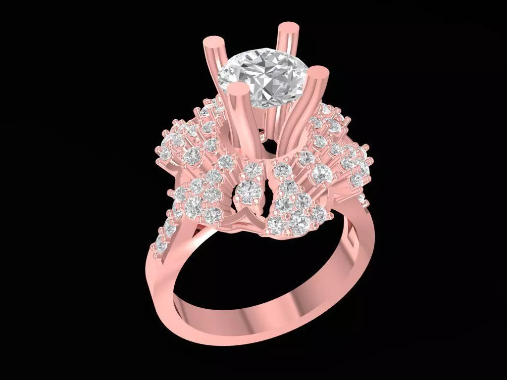 Luxury Halo Emerald and Diamond Engagement Ring for Women 1239 3D print model