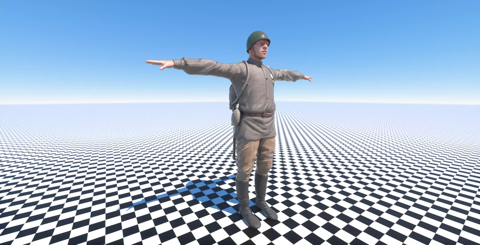 Soviet soldier WWIII Low-poly 3D model