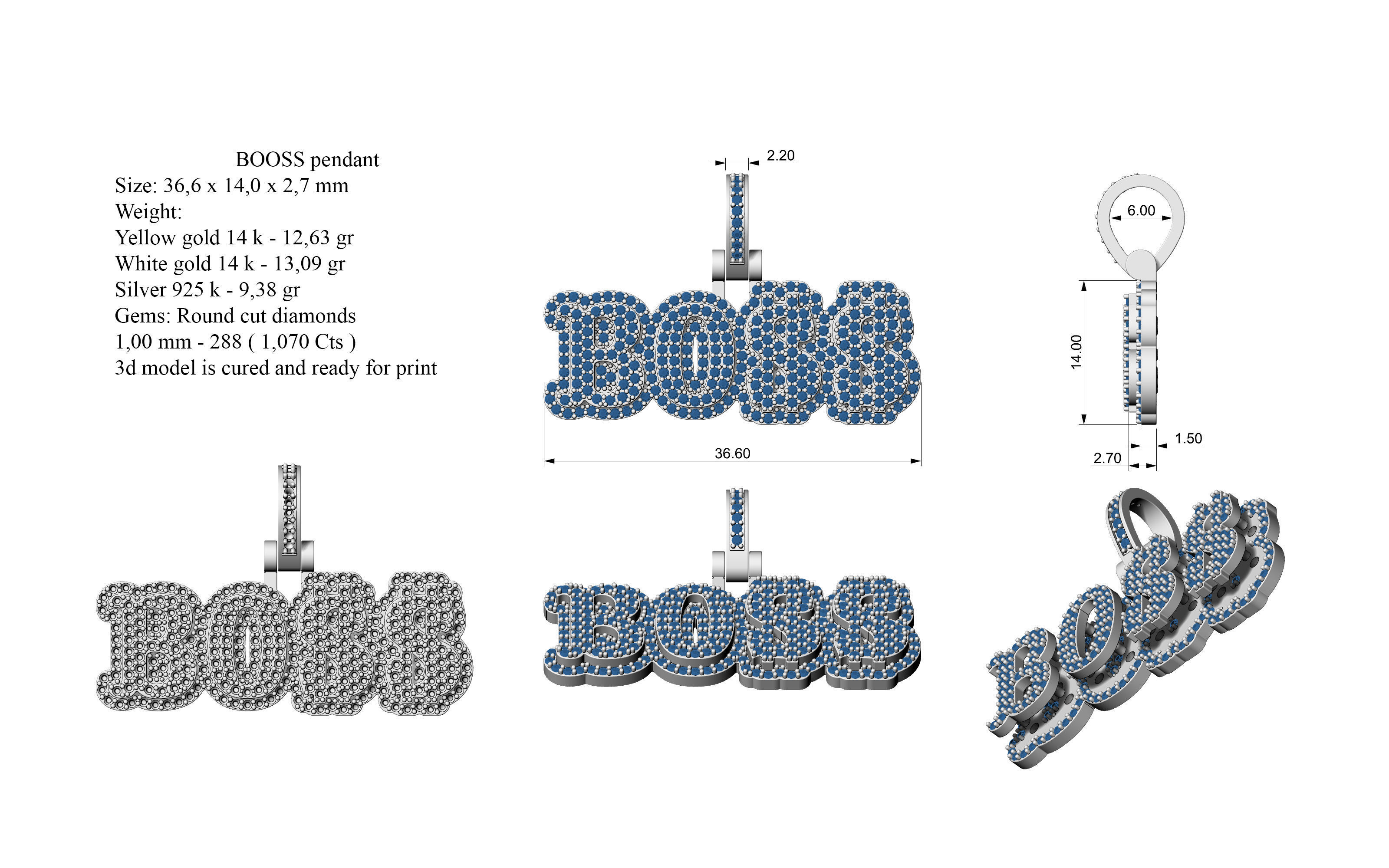 BOOSS stone ant solid pendant  3D print model_12