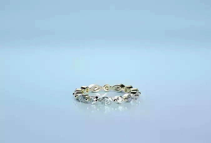 Marquise Circle Stone Golden Band