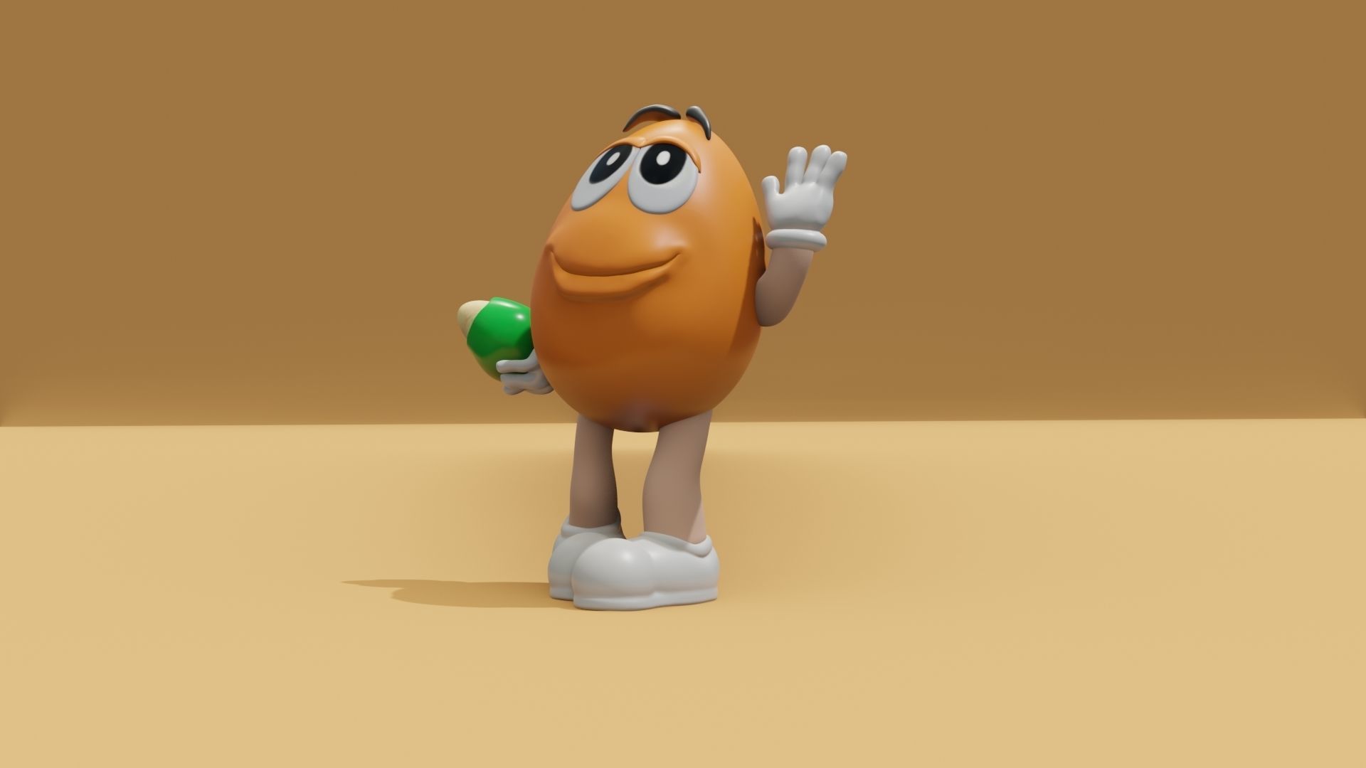 MandM s 3D model cartoon character holding egg Low-poly 3D model_7