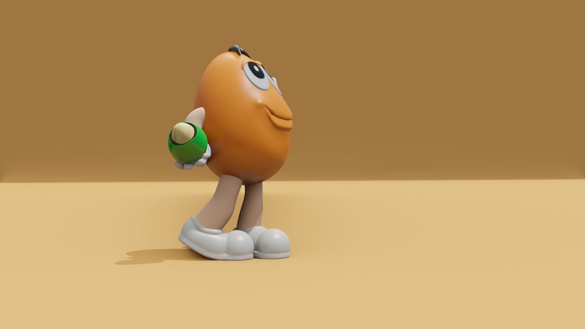 MandM s 3D model cartoon character holding egg Low-poly 3D model_23