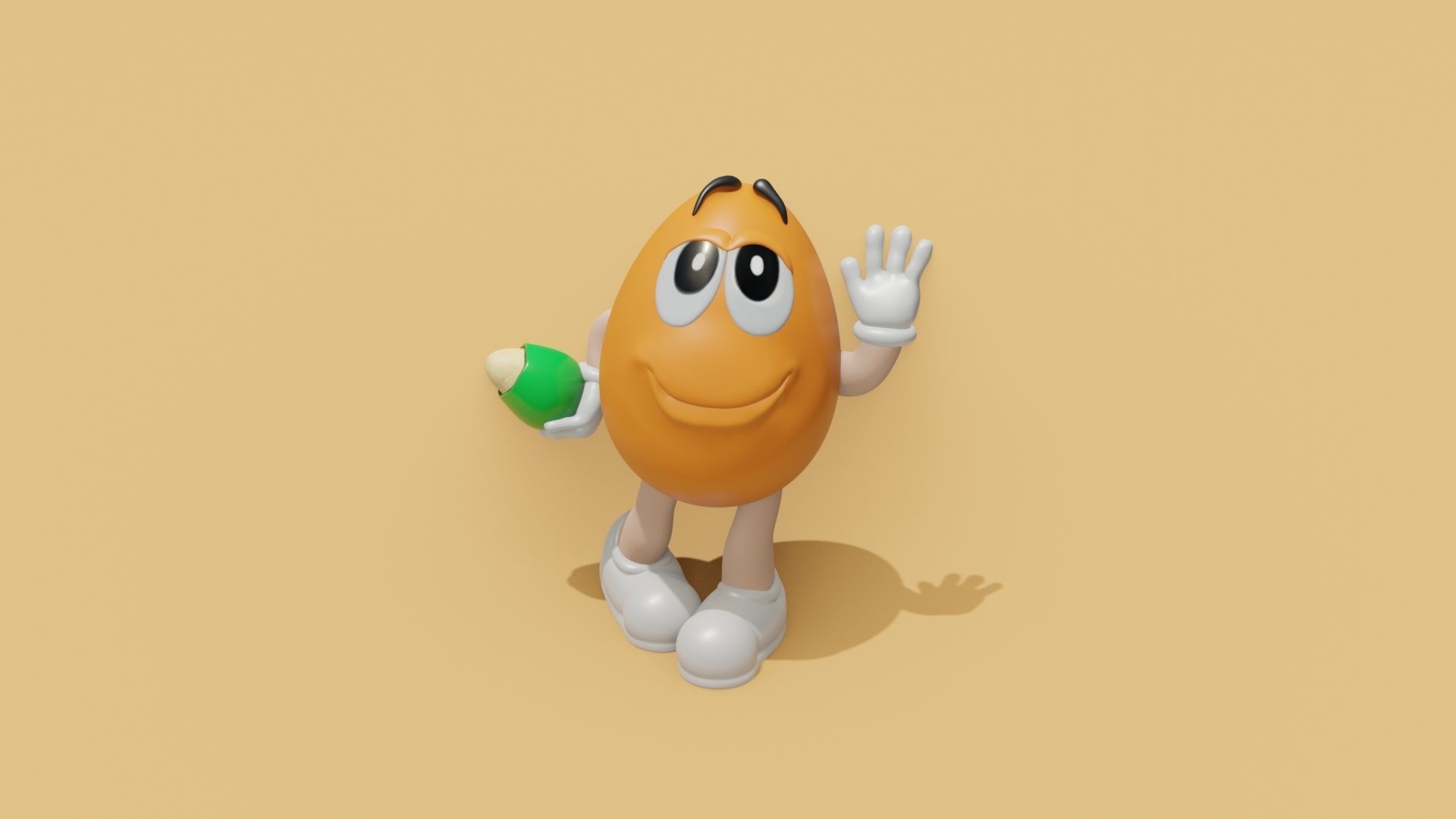 MandM s 3D model cartoon character holding egg Low-poly 3D model_31