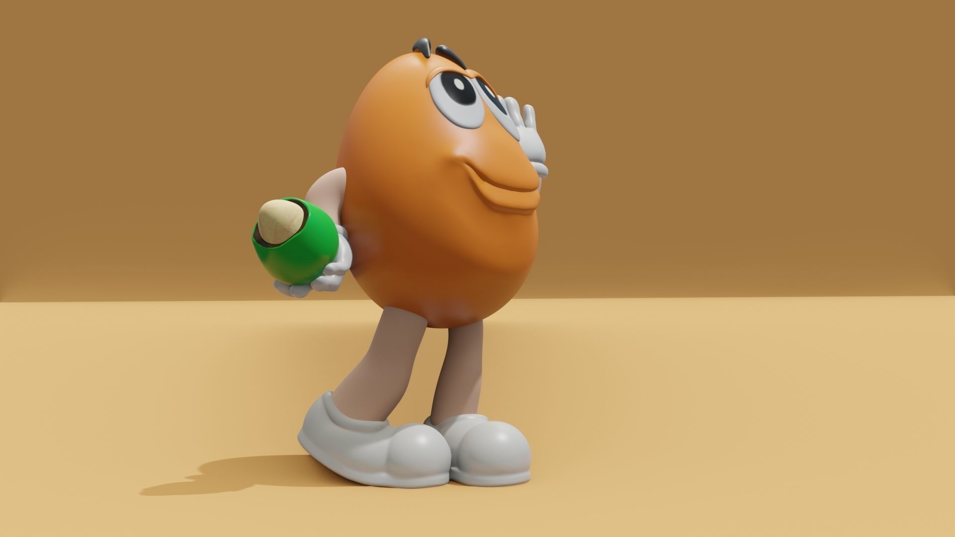 MandM s 3D model cartoon character holding egg Low-poly 3D model_29