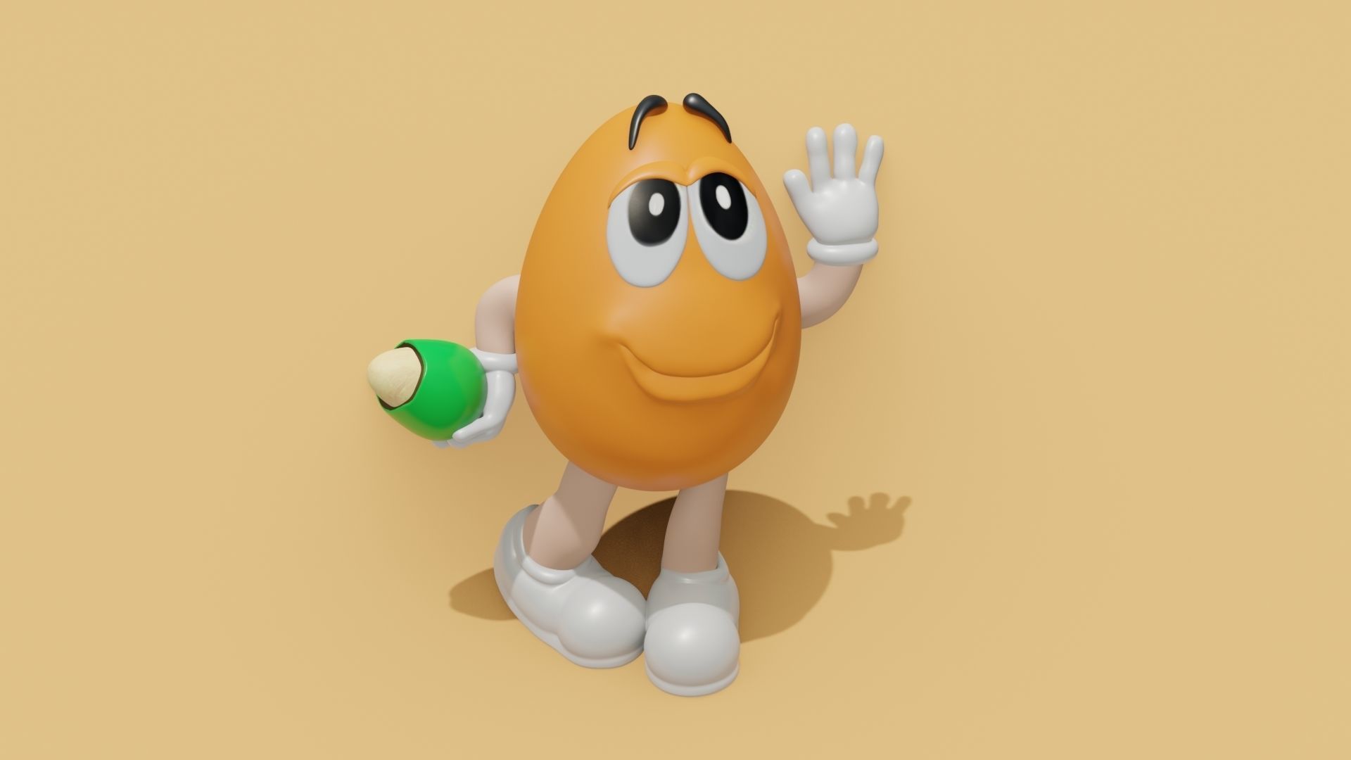 MandM s 3D model cartoon character holding egg Low-poly 3D model_22