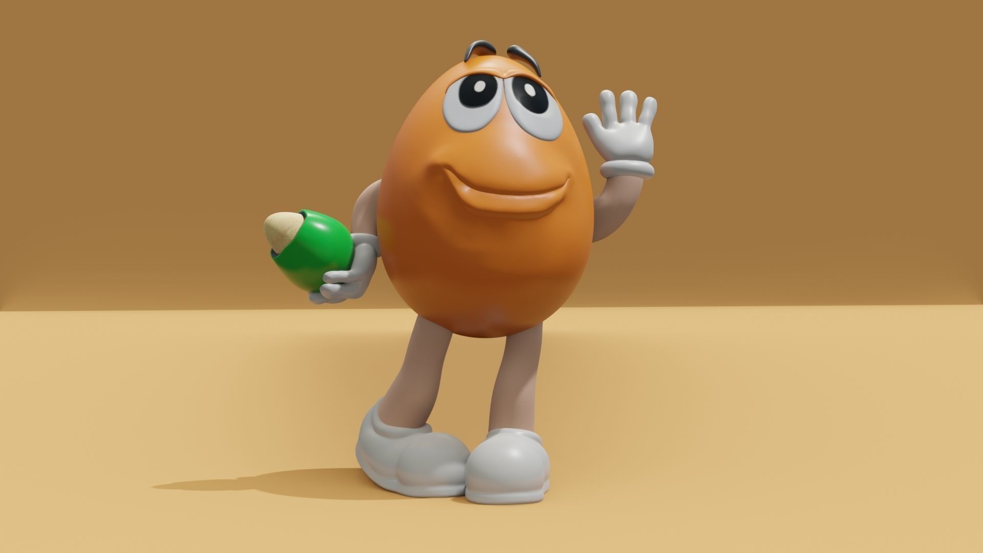 MandM s 3D model cartoon character holding egg Low-poly 3D model_9