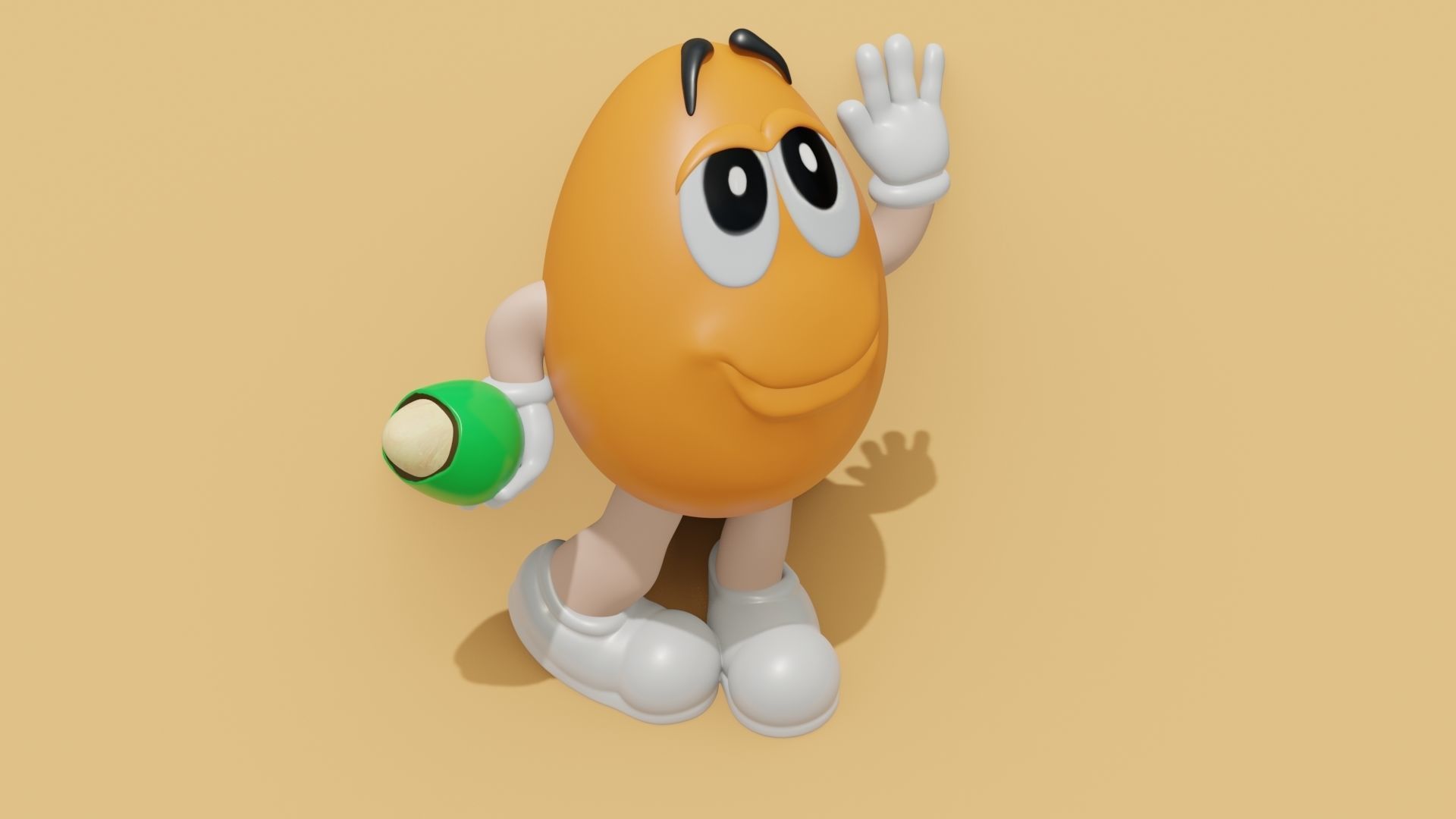MandM s 3D model cartoon character holding egg Low-poly 3D model_30