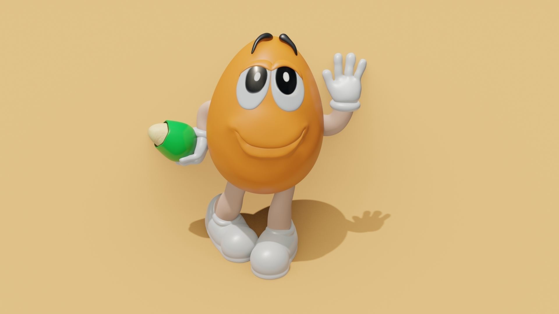 MandM s 3D model cartoon character holding egg Low-poly 3D model_16