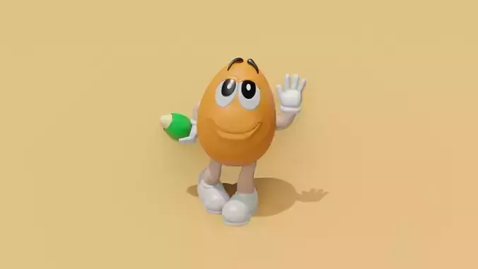 MandM s 3D model cartoon character holding egg Low-poly 3D model