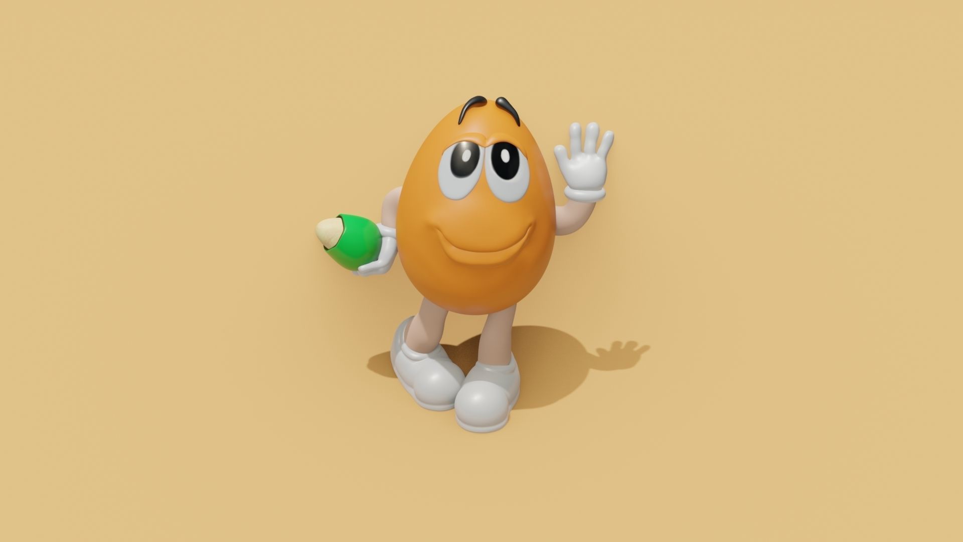 MandM s 3D model cartoon character holding egg Low-poly 3D model_34