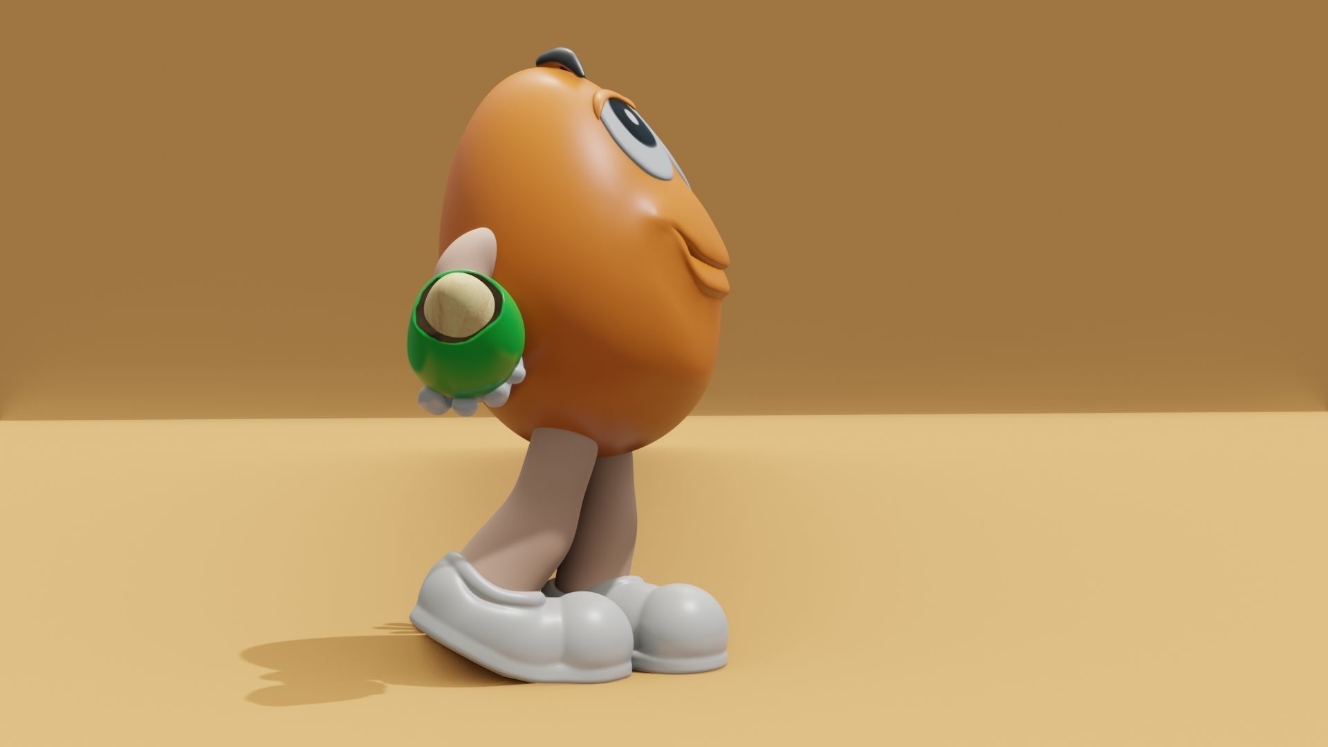 MandM s 3D model cartoon character holding egg Low-poly 3D model_27