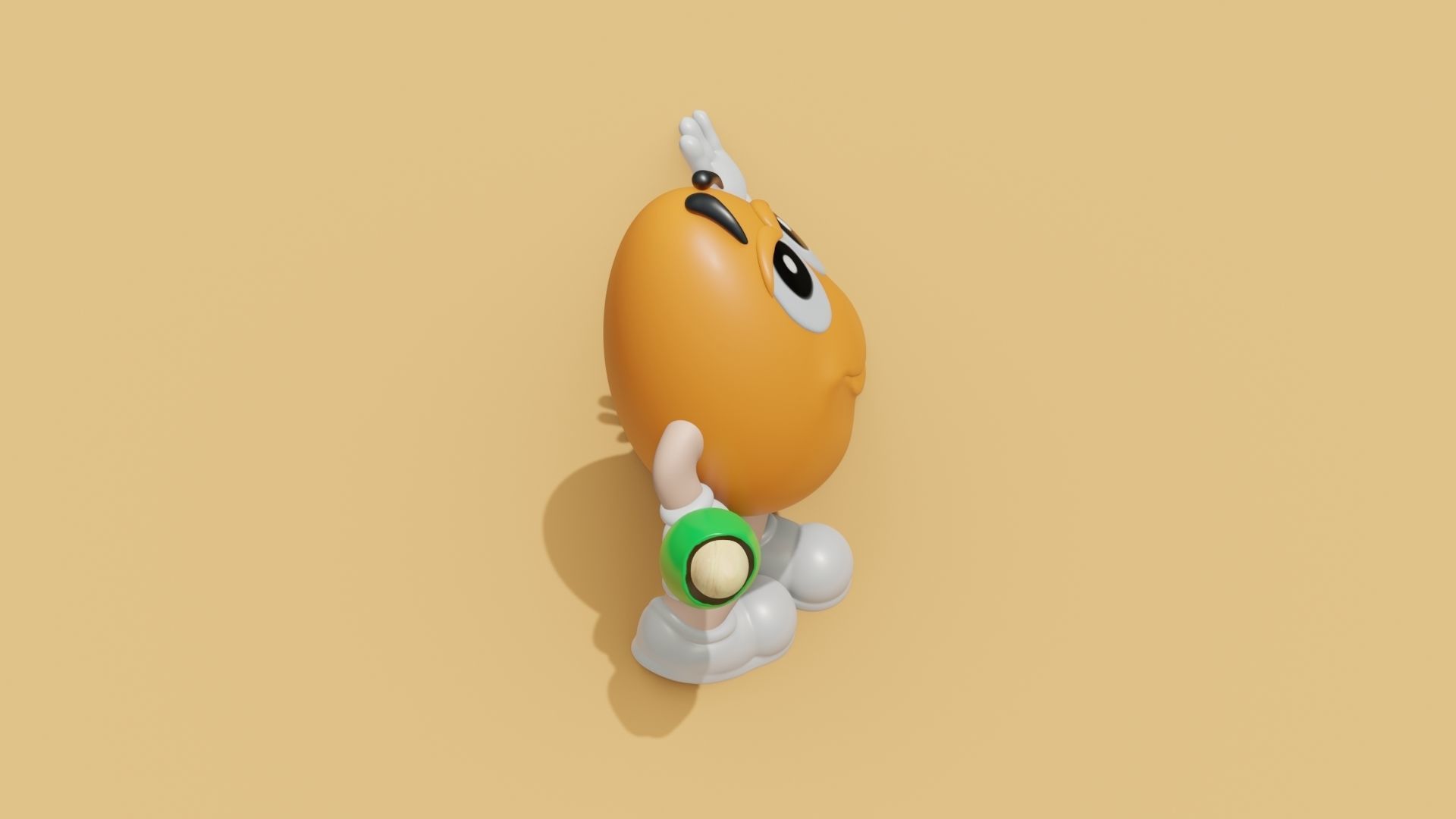 MandM s 3D model cartoon character holding egg Low-poly 3D model_24