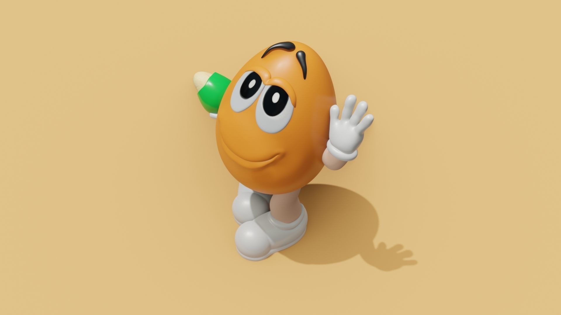 MandM s 3D model cartoon character holding egg Low-poly 3D model_38