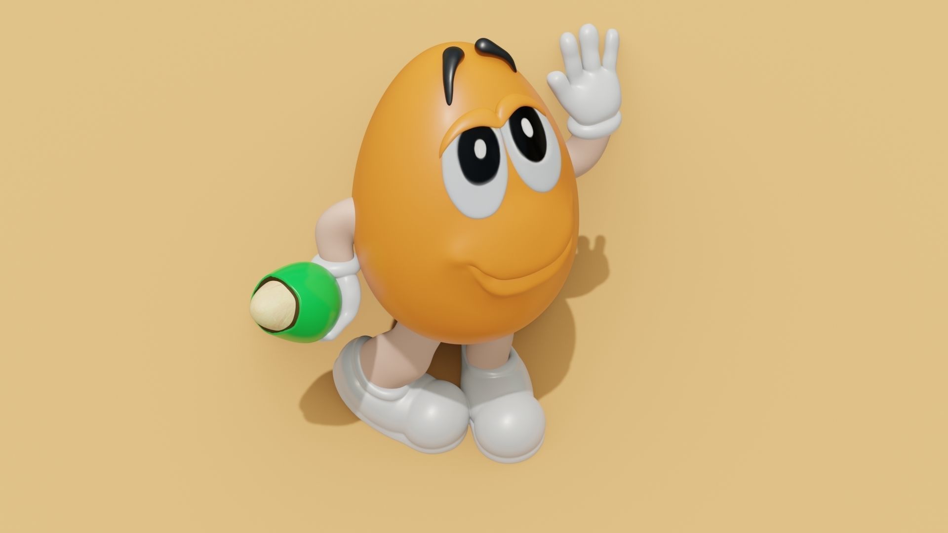 MandM s 3D model cartoon character holding egg Low-poly 3D model_15