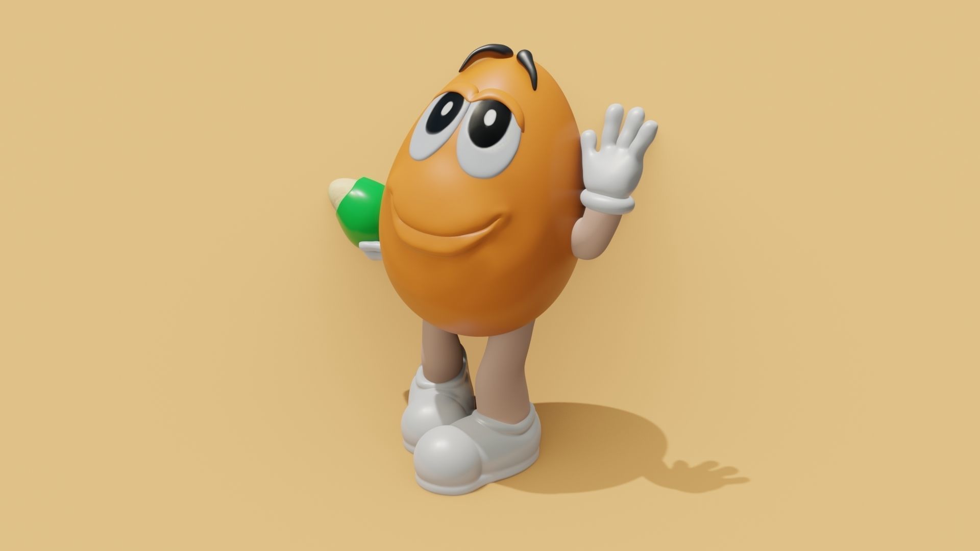 MandM s 3D model cartoon character holding egg Low-poly 3D model_18