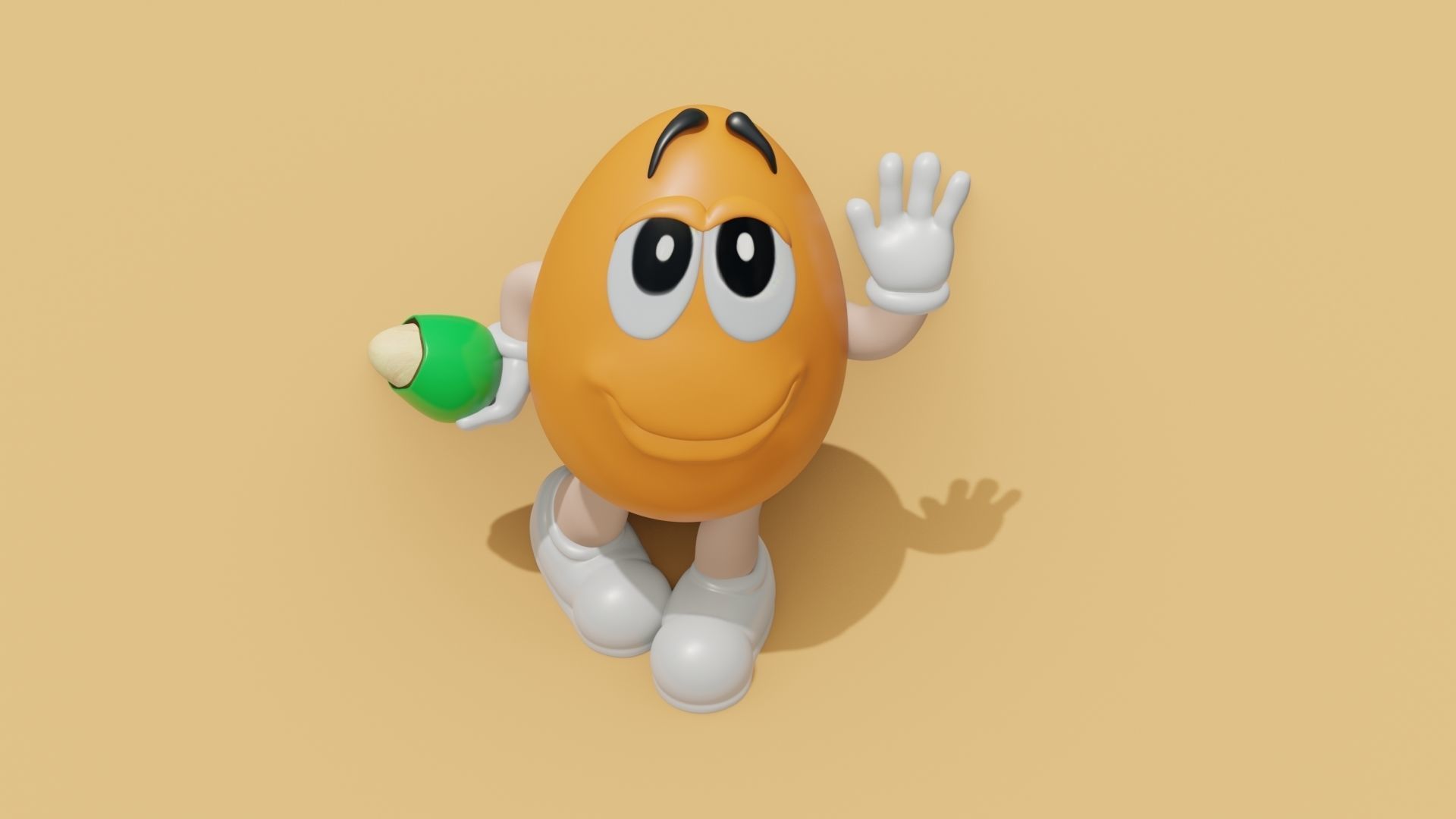 MandM s 3D model cartoon character holding egg Low-poly 3D model_19