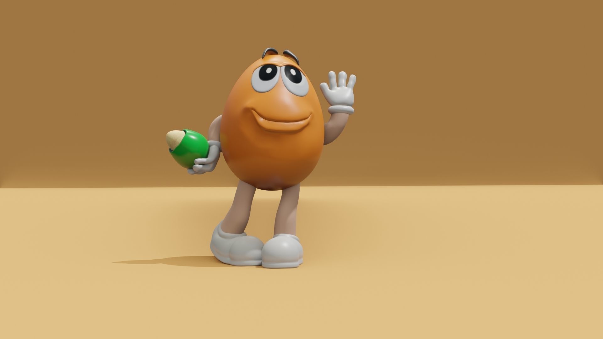 MandM s 3D model cartoon character holding egg Low-poly 3D model_26
