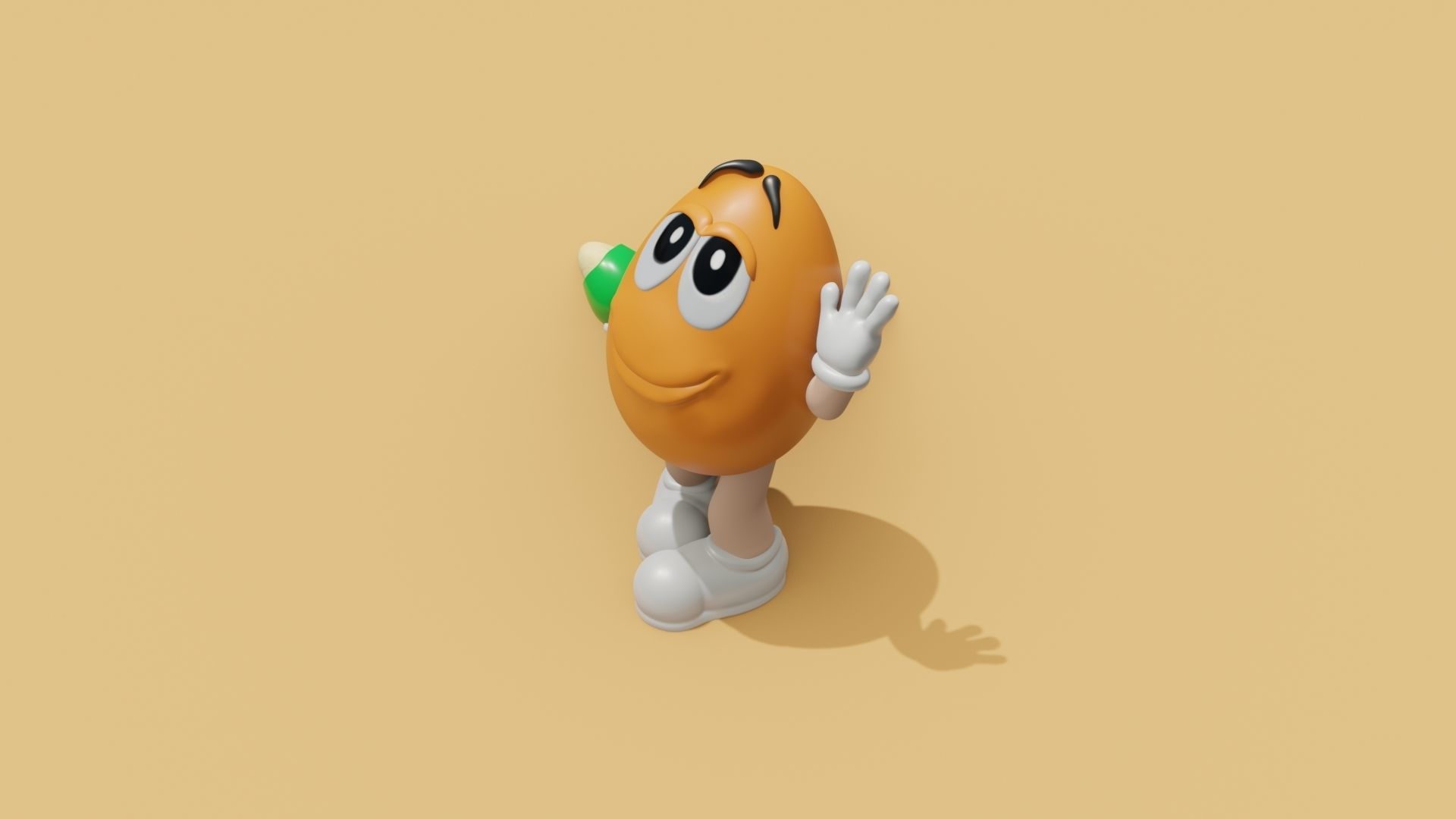 MandM s 3D model cartoon character holding egg Low-poly 3D model_13