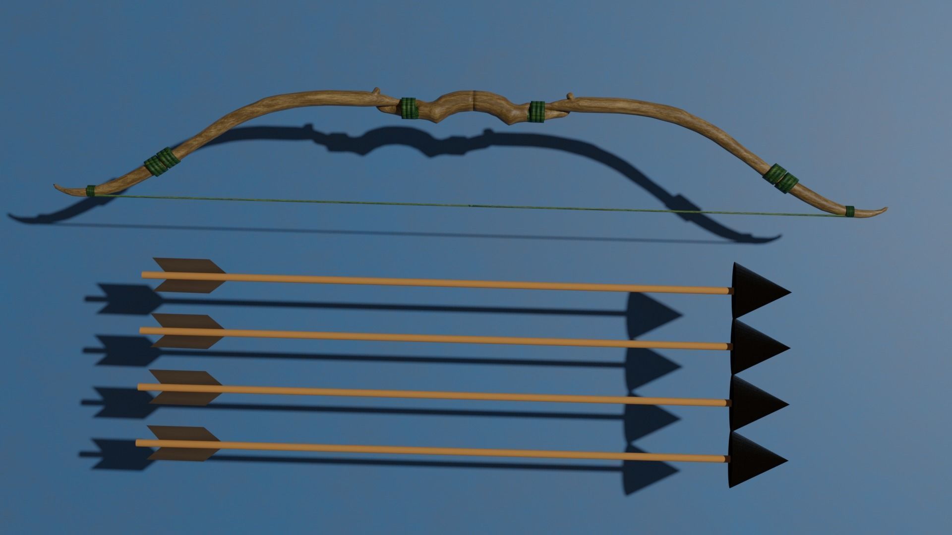 HIGH GRAPHICS BOW and Arrow model Low-poly 3D model_4