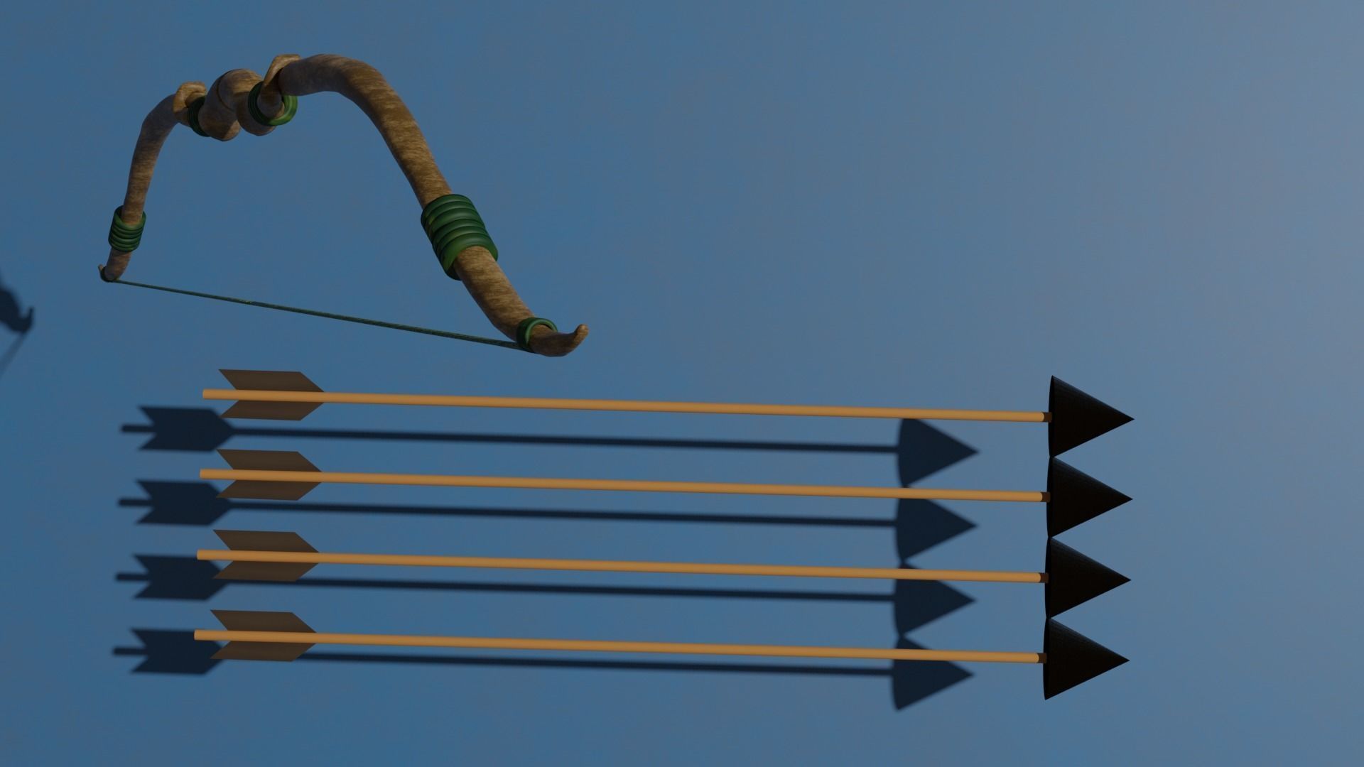 HIGH GRAPHICS BOW and Arrow model Low-poly 3D model_2