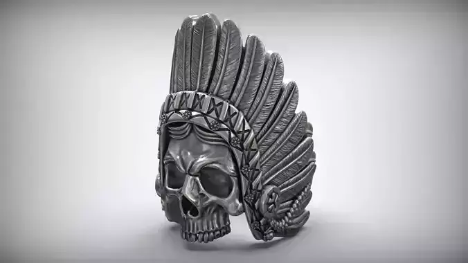 Indian War Bonnet Skull Ring