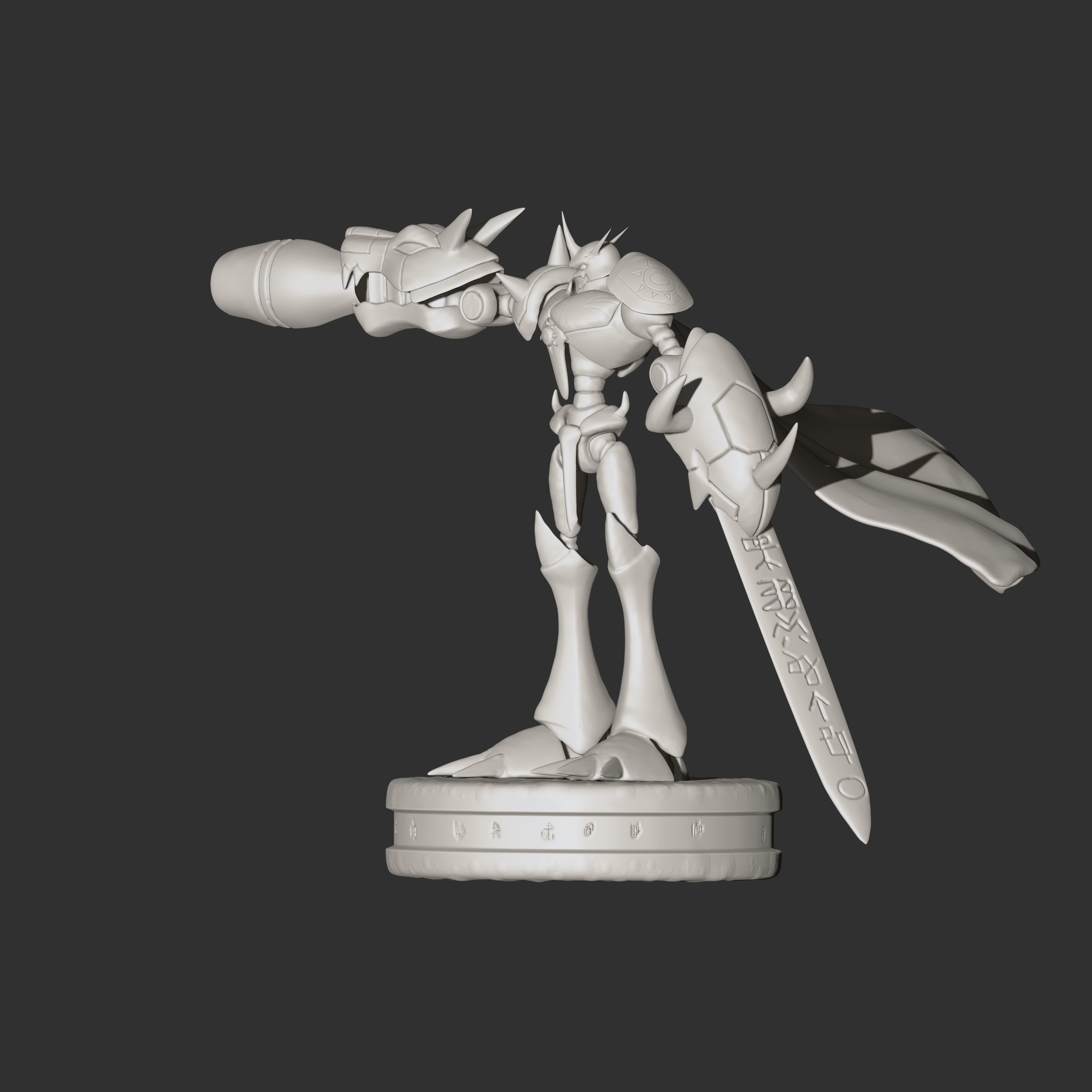 Omegamon figure holding sword 3D print model_1