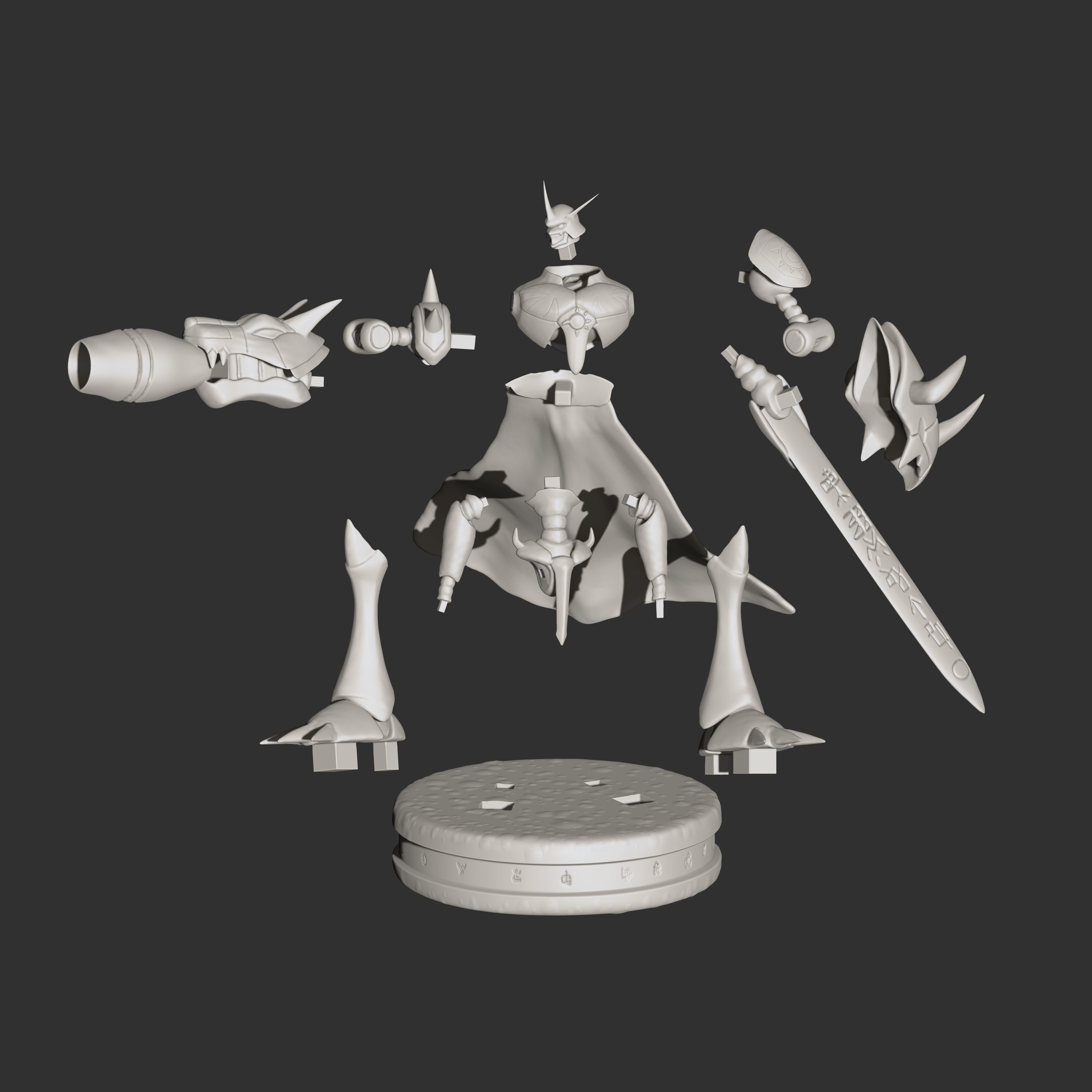 Omegamon figure holding sword 3D print model_5