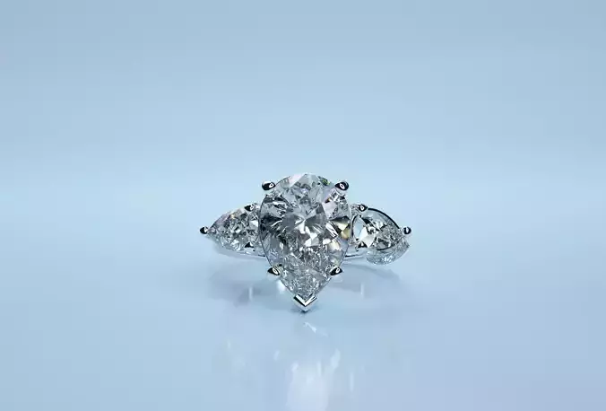 Three Stone Pear Shape Ring 3D print model