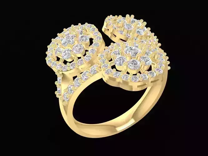 Luxury Double Flower Twist Diamond Ring for Women 1243