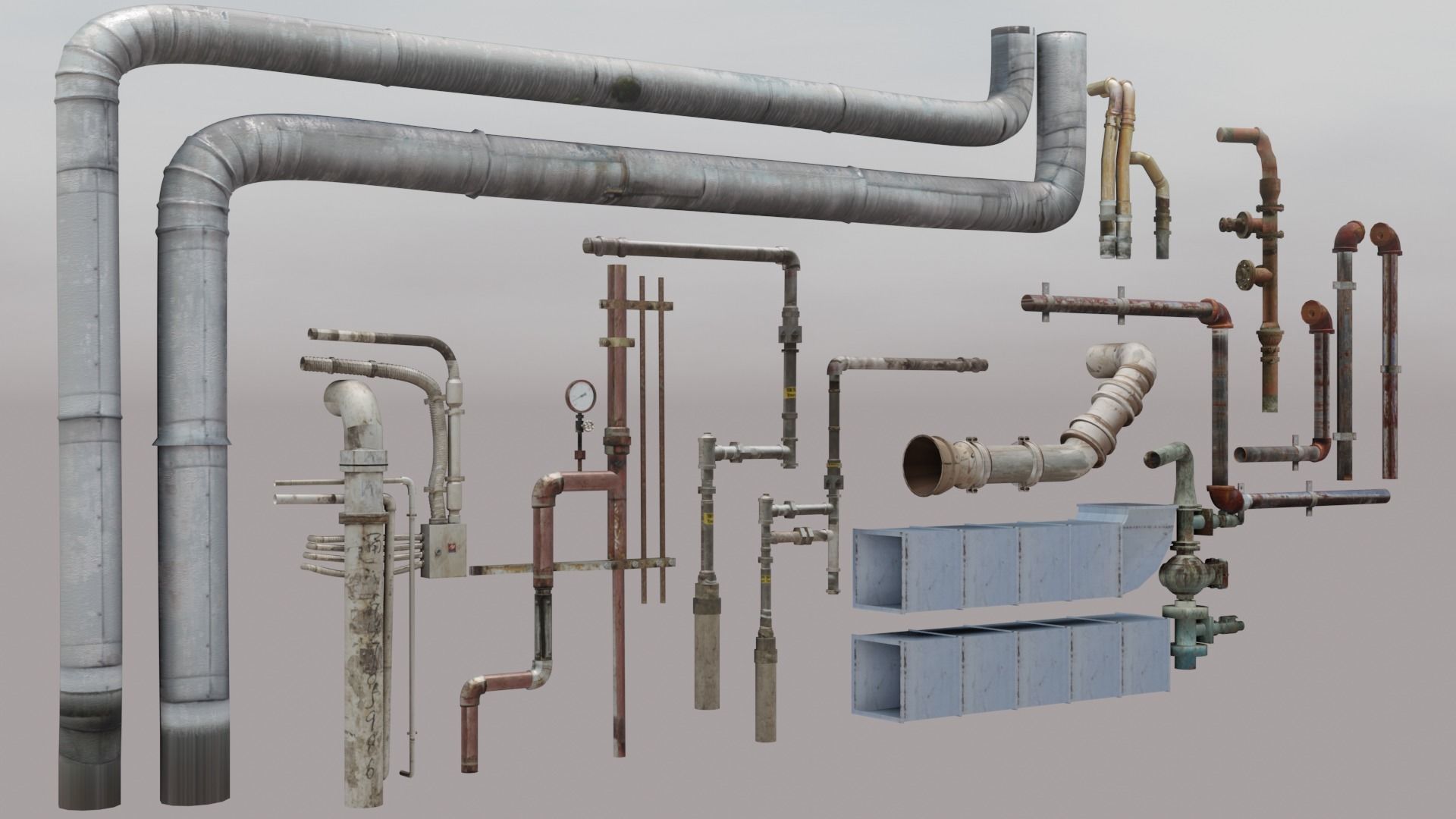 Pipes Asset Free 3D model_3