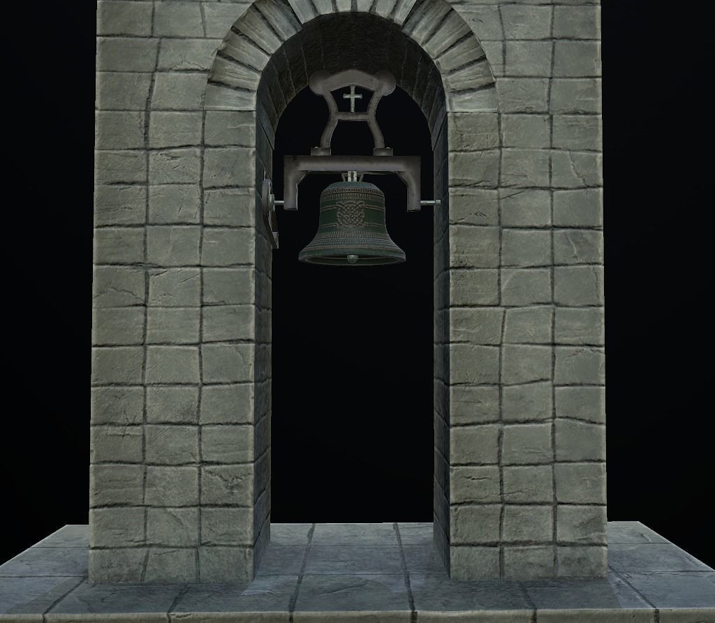 Stone bell tower low poly 3 texture options Low-poly 3D model_18