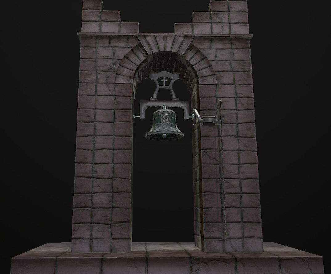 Stone bell tower low poly 3 texture options Low-poly 3D model_25