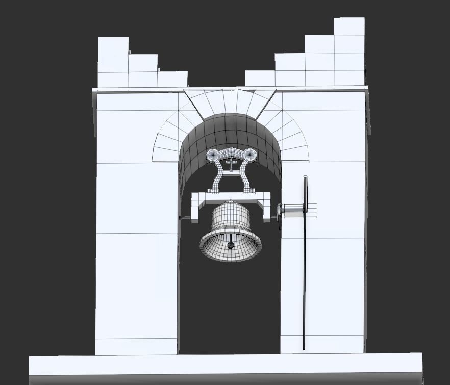 Stone bell tower low poly 3 texture options Low-poly 3D model_38