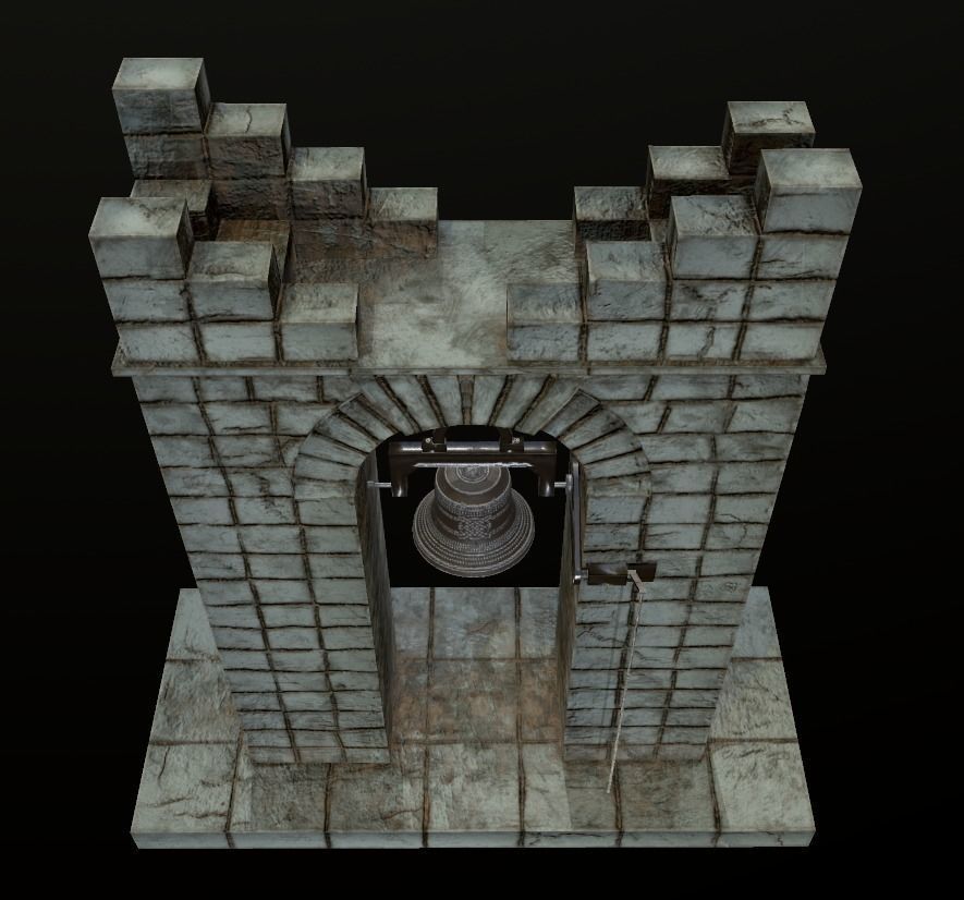 Stone bell tower low poly 3 texture options Low-poly 3D model_30