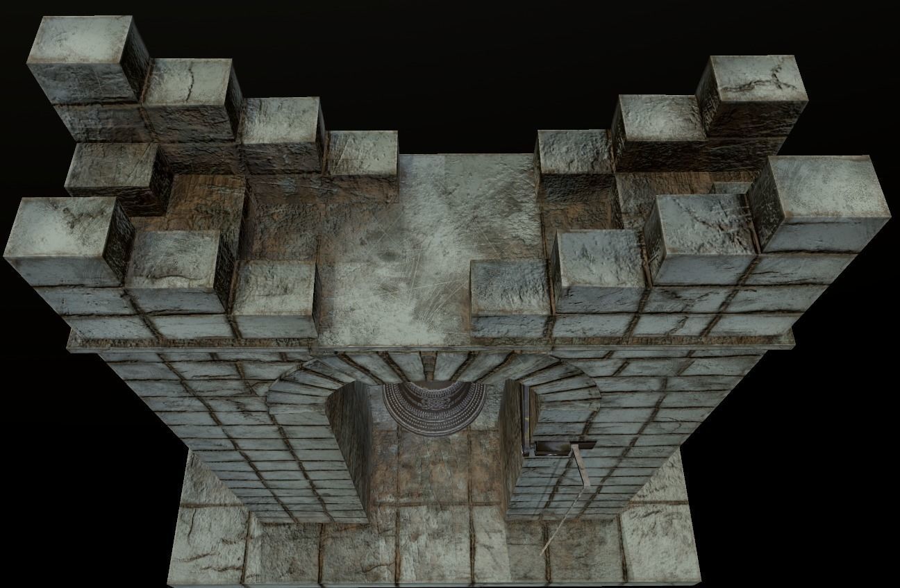 Stone bell tower low poly 3 texture options Low-poly 3D model_5