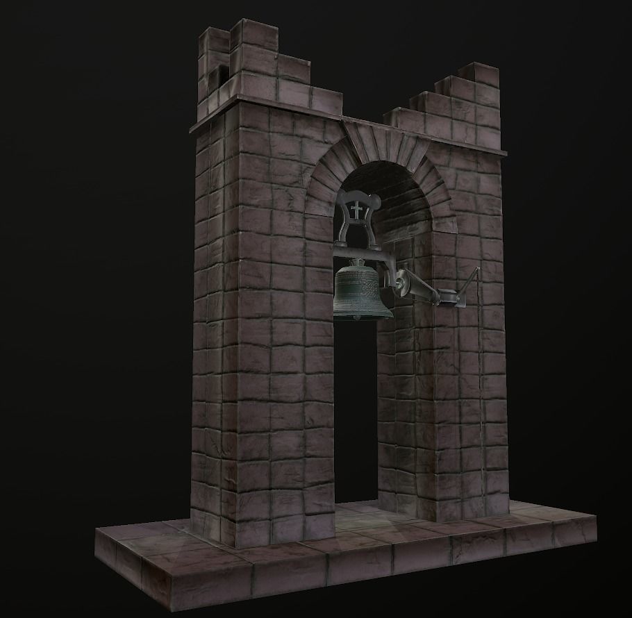 Stone bell tower low poly 3 texture options Low-poly 3D model_21