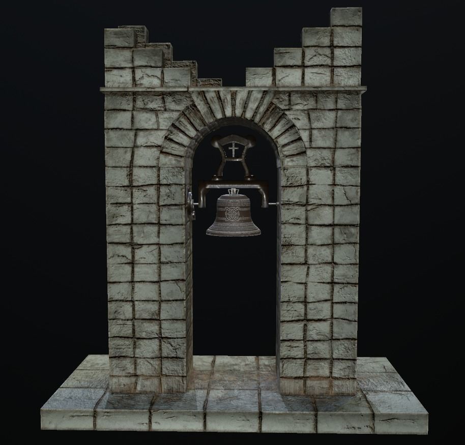 Stone bell tower low poly 3 texture options Low-poly 3D model_32