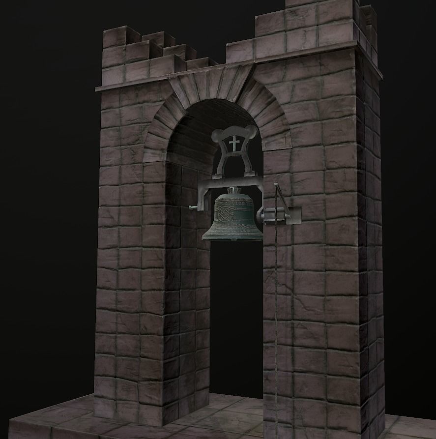 Stone bell tower low poly 3 texture options Low-poly 3D model_28