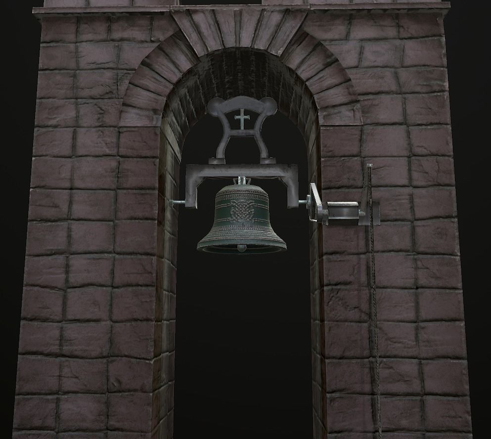 Stone bell tower low poly 3 texture options Low-poly 3D model_27