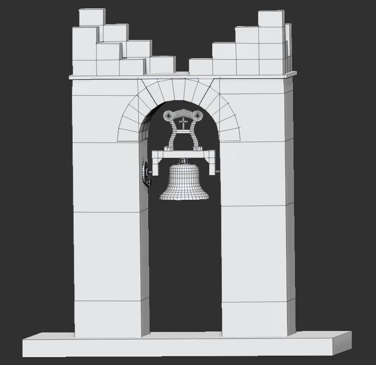 Stone bell tower low poly 3 texture options Low-poly 3D model_37