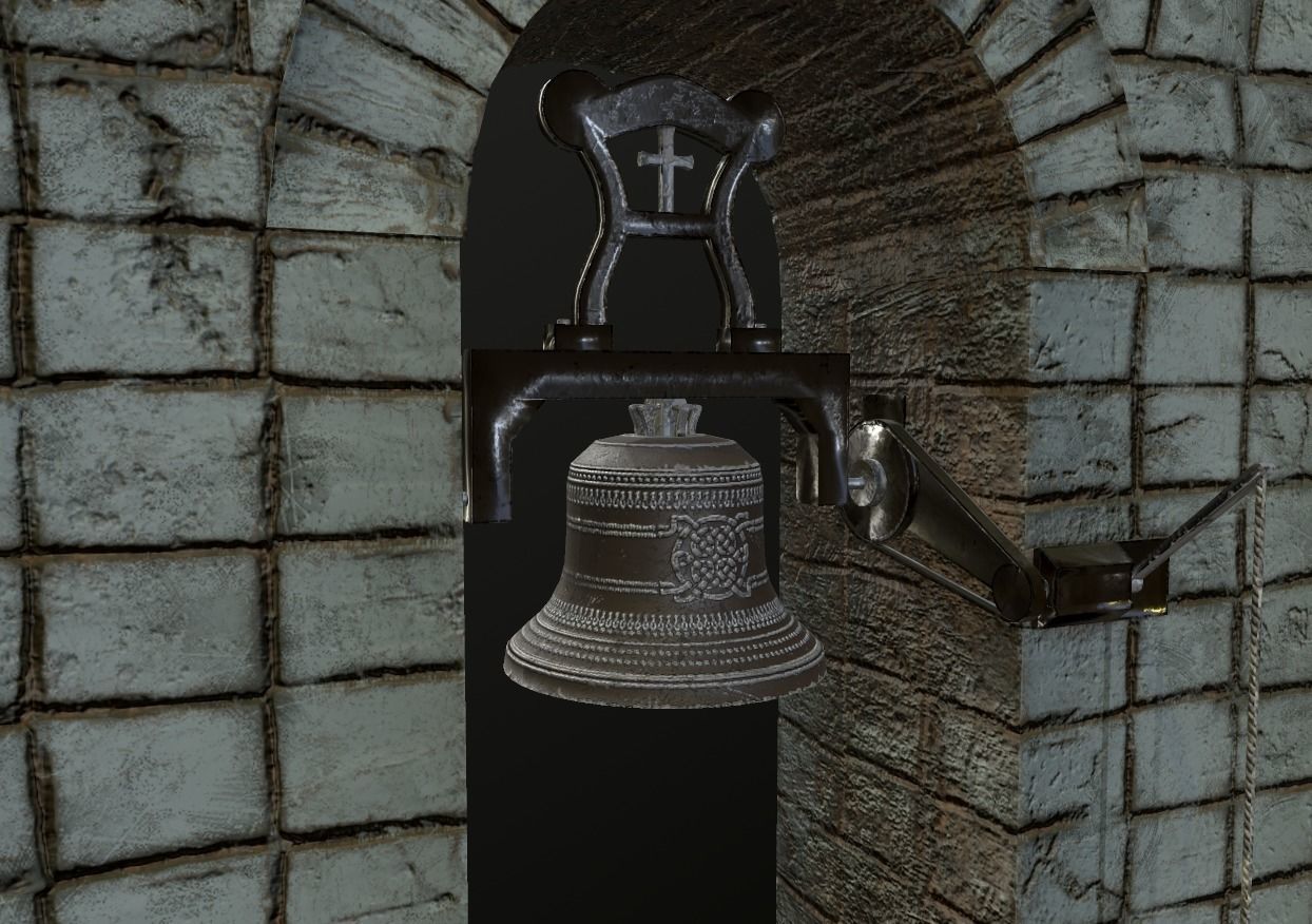 Stone bell tower low poly 3 texture options Low-poly 3D model_36