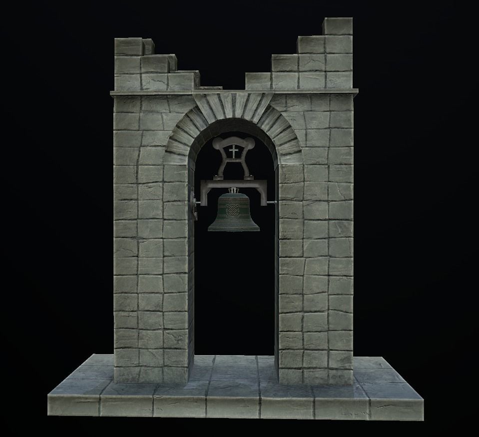 Stone bell tower low poly 3 texture options Low-poly 3D model_12