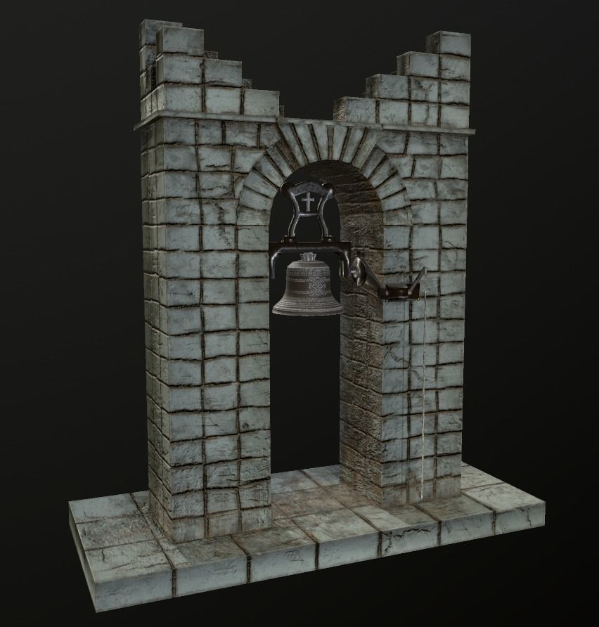 Stone bell tower low poly 3 texture options Low-poly 3D model_19