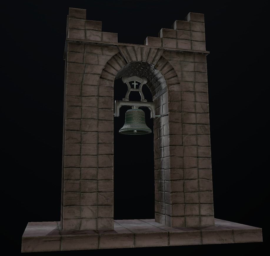 Stone bell tower low poly 3 texture options Low-poly 3D model_24