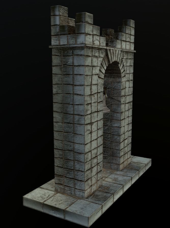 Stone bell tower low poly 3 texture options Low-poly 3D model_34