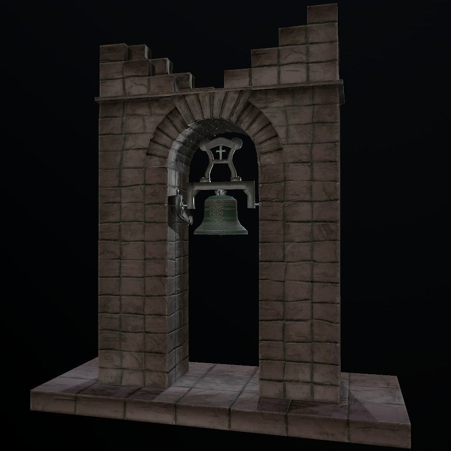 Stone bell tower low poly 3 texture options Low-poly 3D model_23
