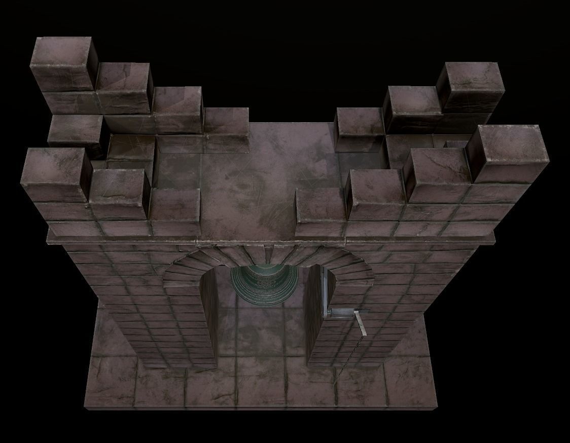 Stone bell tower low poly 3 texture options Low-poly 3D model_26